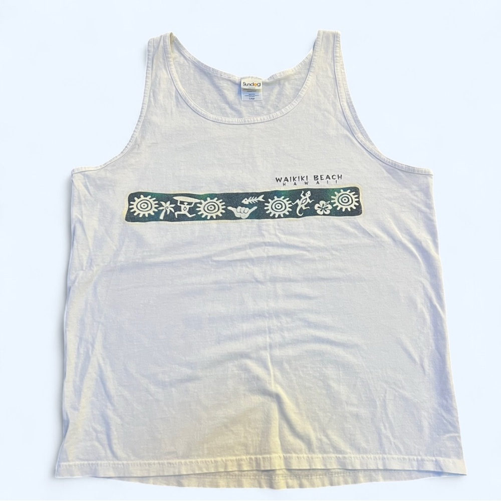 Vintage 90s Sundog Waikiki Beach Tank Top Men’s L Hawaiian Surf Y2K Style